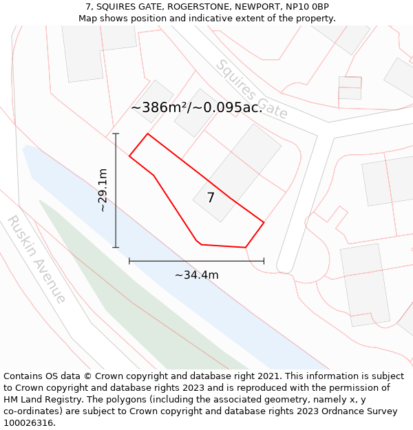 7, SQUIRES GATE, ROGERSTONE, NEWPORT, NP10 0BP: Plot and title map