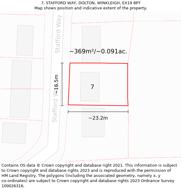 7, STAFFORD WAY, DOLTON, WINKLEIGH, EX19 8PY: Plot and title map