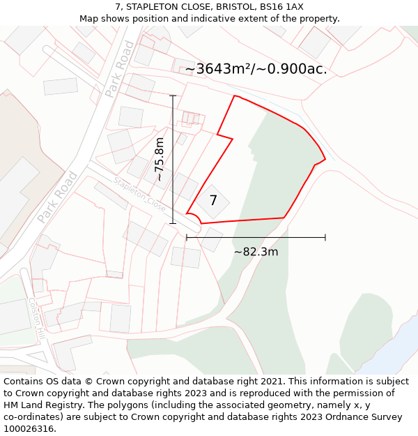 7, STAPLETON CLOSE, BRISTOL, BS16 1AX: Plot and title map