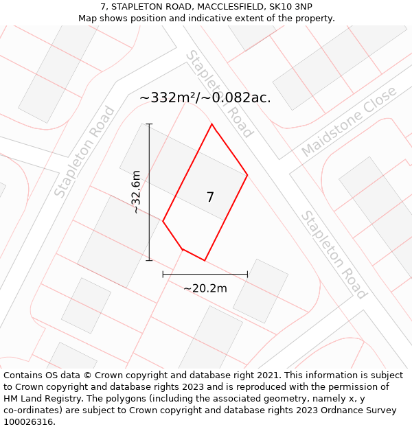 7, STAPLETON ROAD, MACCLESFIELD, SK10 3NP: Plot and title map