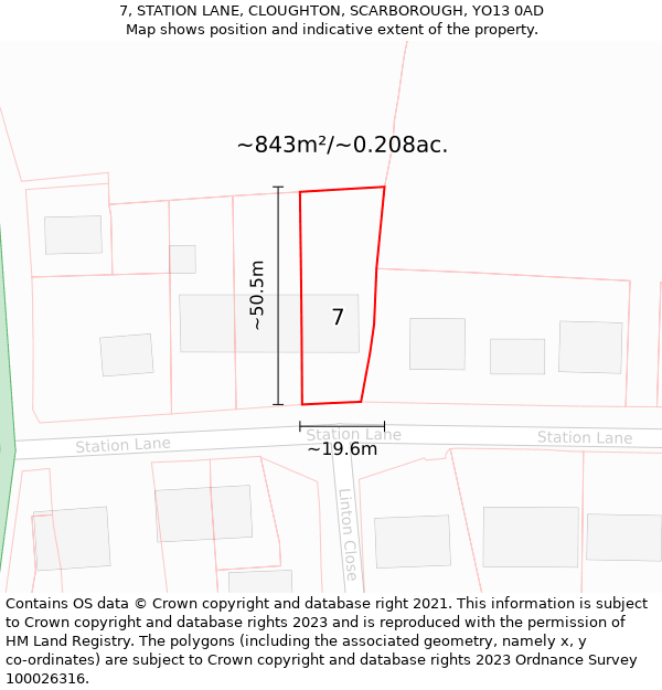 7, STATION LANE, CLOUGHTON, SCARBOROUGH, YO13 0AD: Plot and title map