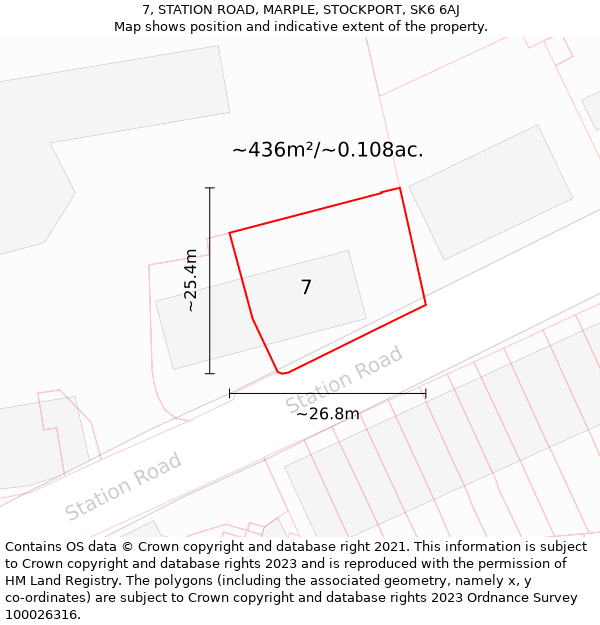 7, STATION ROAD, MARPLE, STOCKPORT, SK6 6AJ: Plot and title map