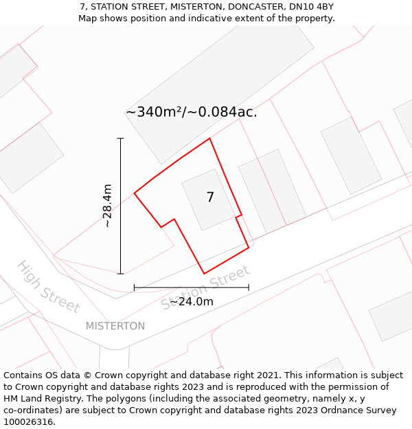 7, STATION STREET, MISTERTON, DONCASTER, DN10 4BY: Plot and title map