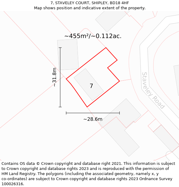 7, STAVELEY COURT, SHIPLEY, BD18 4HF: Plot and title map