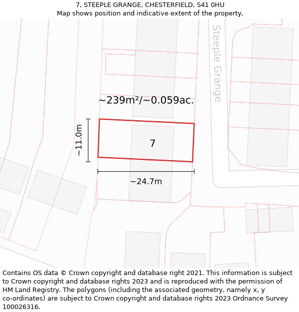 7, STEEPLE GRANGE, CHESTERFIELD, S41 0HU: Plot and title map