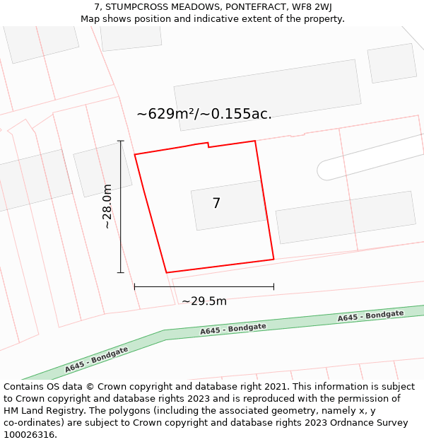 7, STUMPCROSS MEADOWS, PONTEFRACT, WF8 2WJ: Plot and title map