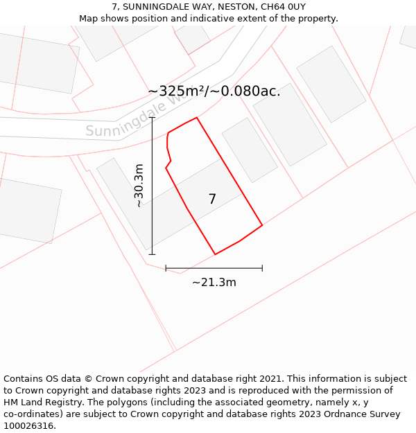 7, SUNNINGDALE WAY, NESTON, CH64 0UY: Plot and title map