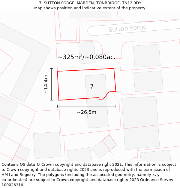 7, SUTTON FORGE, MARDEN, TONBRIDGE, TN12 9DY: Plot and title map