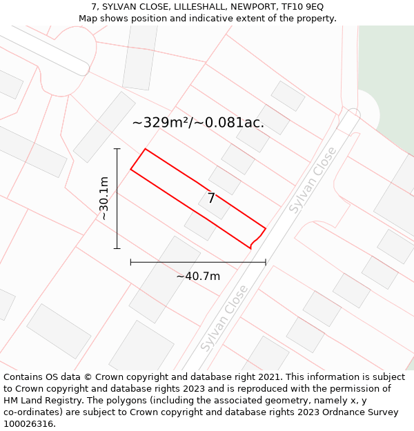 7, SYLVAN CLOSE, LILLESHALL, NEWPORT, TF10 9EQ: Plot and title map