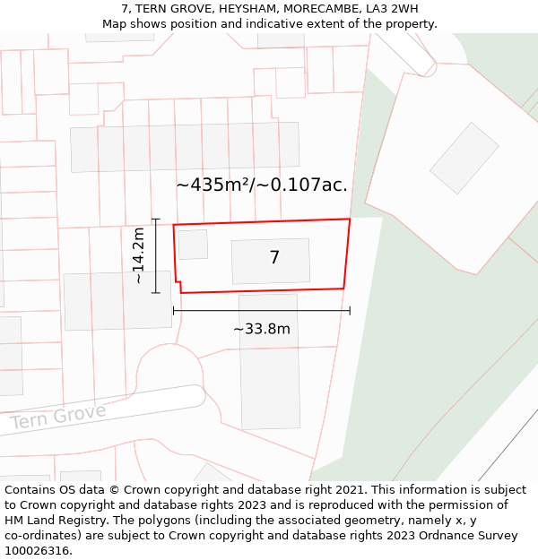 7, TERN GROVE, HEYSHAM, MORECAMBE, LA3 2WH: Plot and title map