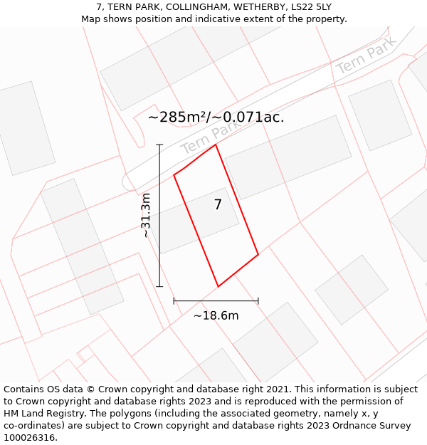 7, TERN PARK, COLLINGHAM, WETHERBY, LS22 5LY: Plot and title map