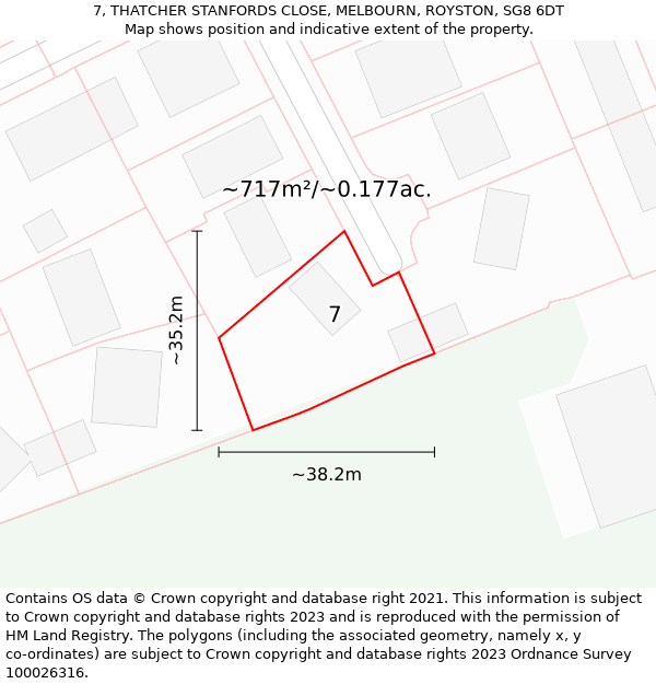 7, THATCHER STANFORDS CLOSE, MELBOURN, ROYSTON, SG8 6DT: Plot and title map