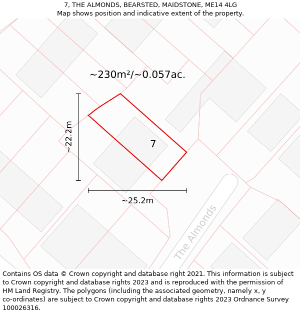 7, THE ALMONDS, BEARSTED, MAIDSTONE, ME14 4LG: Plot and title map