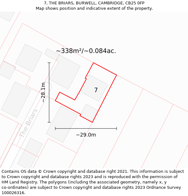 7, THE BRIARS, BURWELL, CAMBRIDGE, CB25 0FP: Plot and title map