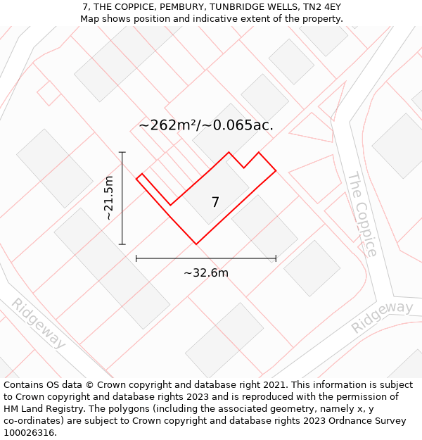 7, THE COPPICE, PEMBURY, TUNBRIDGE WELLS, TN2 4EY: Plot and title map