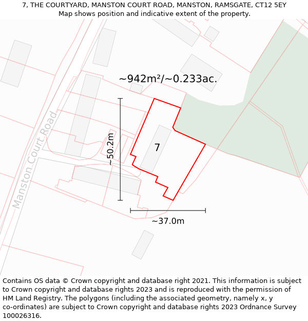 7, THE COURTYARD, MANSTON COURT ROAD, MANSTON, RAMSGATE, CT12 5EY: Plot and title map