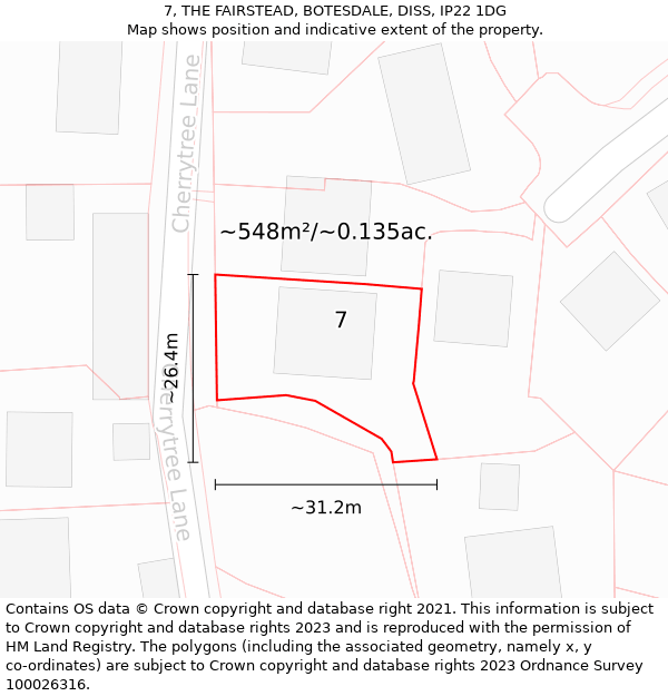 7, THE FAIRSTEAD, BOTESDALE, DISS, IP22 1DG: Plot and title map