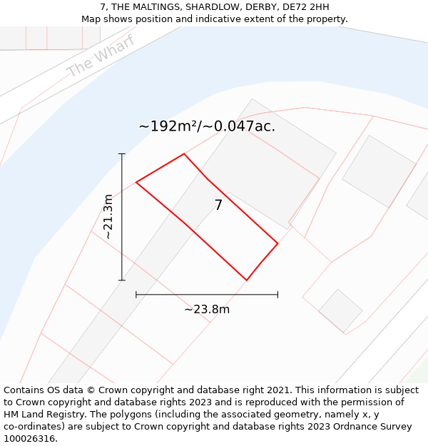 7, THE MALTINGS, SHARDLOW, DERBY, DE72 2HH: Plot and title map