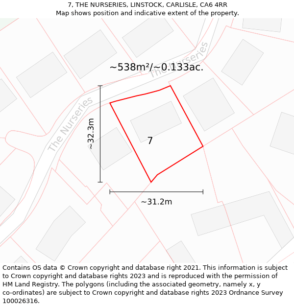 7, THE NURSERIES, LINSTOCK, CARLISLE, CA6 4RR: Plot and title map