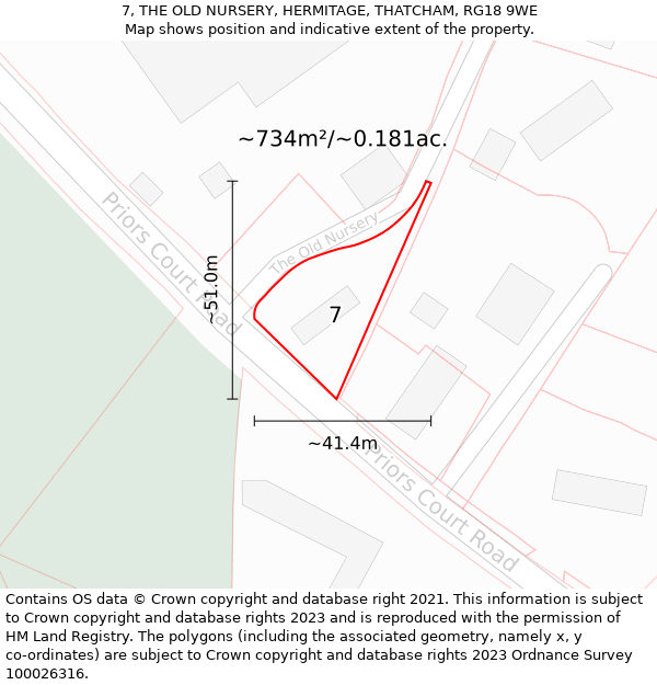 7, THE OLD NURSERY, HERMITAGE, THATCHAM, RG18 9WE: Plot and title map