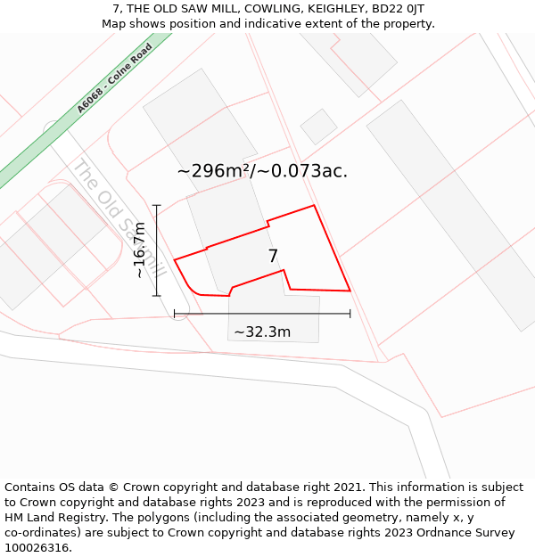 7, THE OLD SAW MILL, COWLING, KEIGHLEY, BD22 0JT: Plot and title map