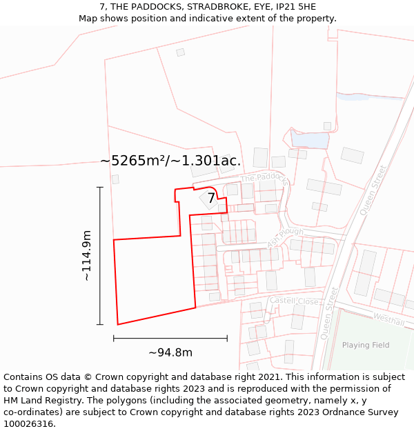 7, THE PADDOCKS, STRADBROKE, EYE, IP21 5HE: Plot and title map