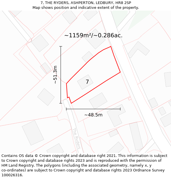 7, THE RYDERS, ASHPERTON, LEDBURY, HR8 2SP: Plot and title map