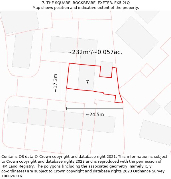 7, THE SQUARE, ROCKBEARE, EXETER, EX5 2LQ: Plot and title map