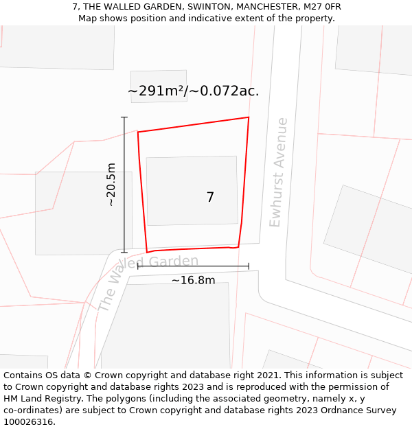 7, THE WALLED GARDEN, SWINTON, MANCHESTER, M27 0FR: Plot and title map