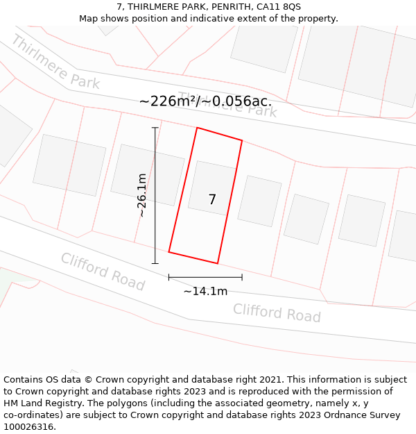 7, THIRLMERE PARK, PENRITH, CA11 8QS: Plot and title map