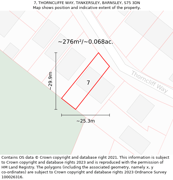 7, THORNCLIFFE WAY, TANKERSLEY, BARNSLEY, S75 3DN: Plot and title map