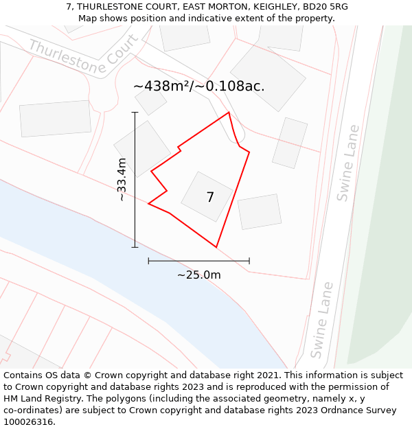 7, THURLESTONE COURT, EAST MORTON, KEIGHLEY, BD20 5RG: Plot and title map