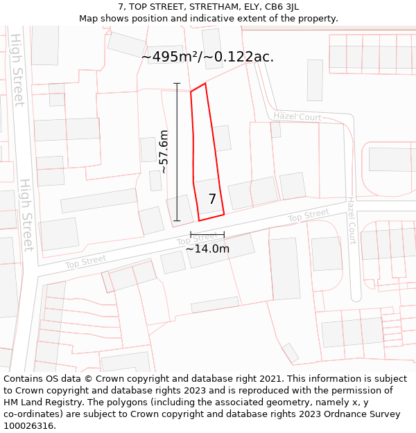 7, TOP STREET, STRETHAM, ELY, CB6 3JL: Plot and title map