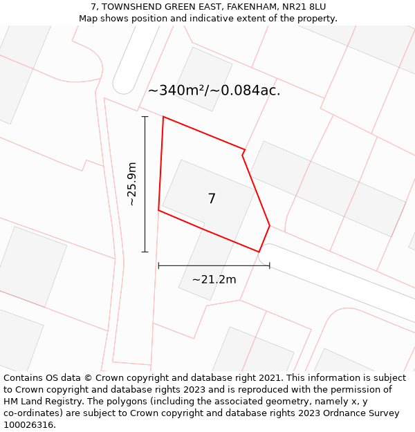 7, TOWNSHEND GREEN EAST, FAKENHAM, NR21 8LU: Plot and title map