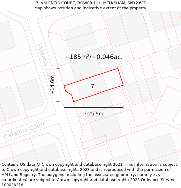 7, VALENTIA COURT, BOWERHILL, MELKSHAM, SN12 6FF: Plot and title map