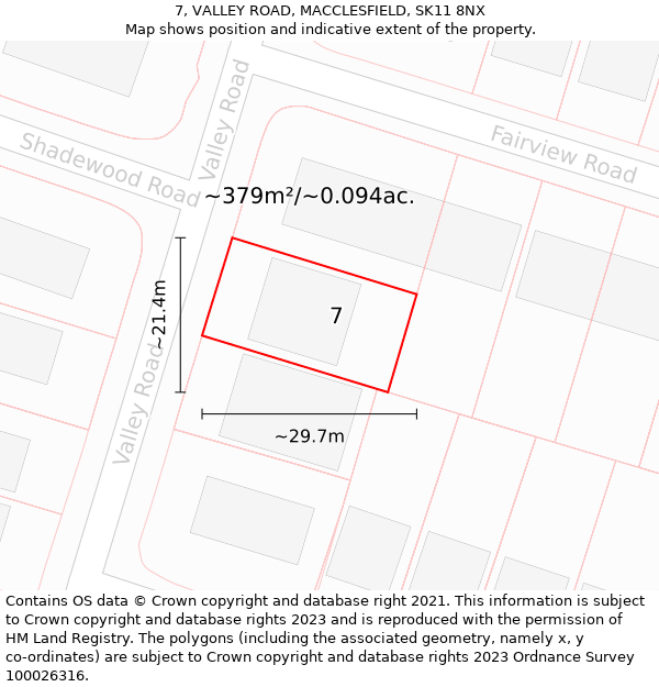 7, VALLEY ROAD, MACCLESFIELD, SK11 8NX: Plot and title map