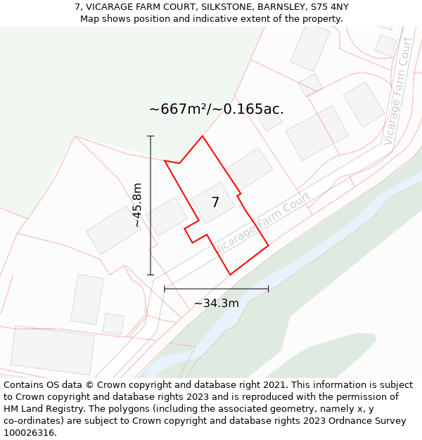 7, VICARAGE FARM COURT, SILKSTONE, BARNSLEY, S75 4NY: Plot and title map