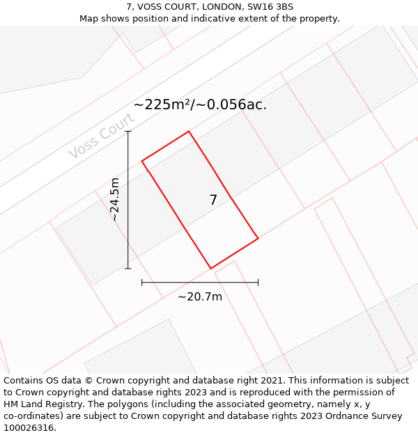 7, VOSS COURT, LONDON, SW16 3BS: Plot and title map