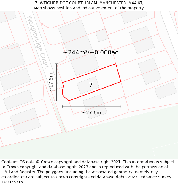 7, WEIGHBRIDGE COURT, IRLAM, MANCHESTER, M44 6TJ: Plot and title map