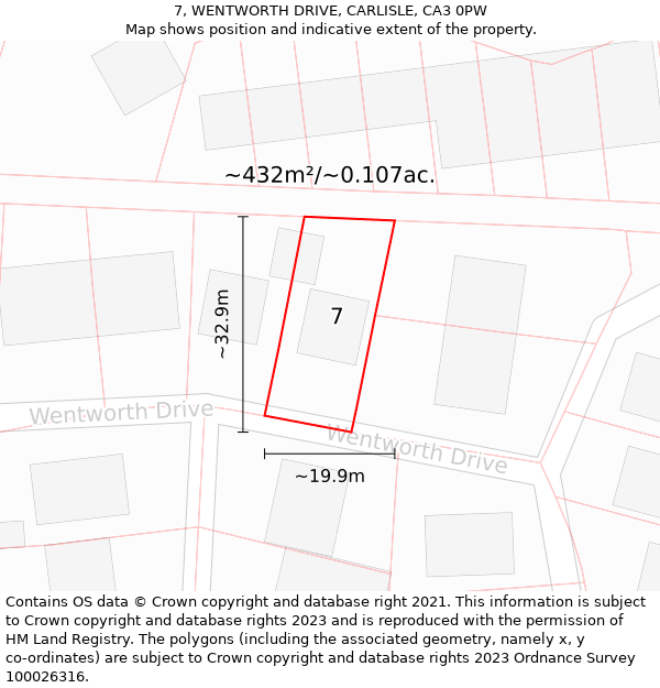 7, WENTWORTH DRIVE, CARLISLE, CA3 0PW: Plot and title map