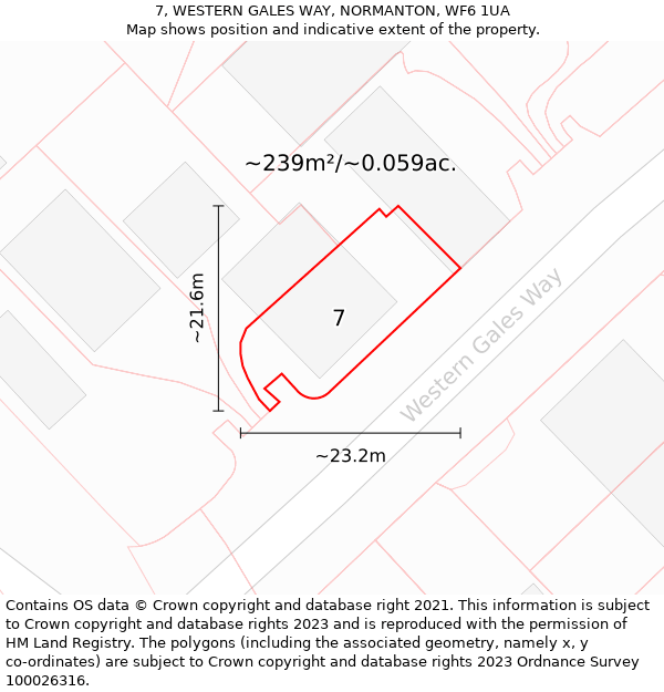 7, WESTERN GALES WAY, NORMANTON, WF6 1UA: Plot and title map