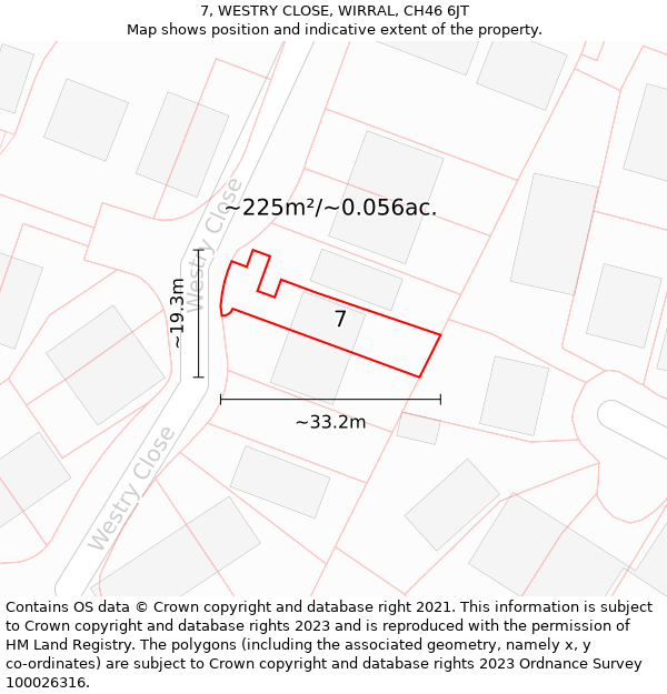 7, WESTRY CLOSE, WIRRAL, CH46 6JT: Plot and title map