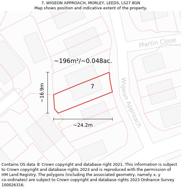 7, WIGEON APPROACH, MORLEY, LEEDS, LS27 8GN: Plot and title map