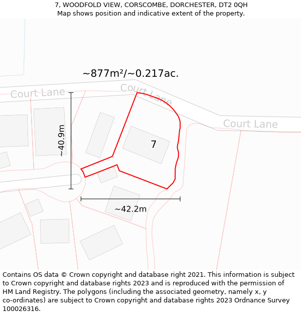 7, WOODFOLD VIEW, CORSCOMBE, DORCHESTER, DT2 0QH: Plot and title map