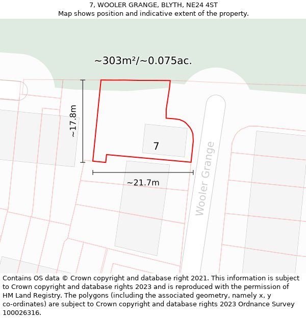 7, WOOLER GRANGE, BLYTH, NE24 4ST: Plot and title map