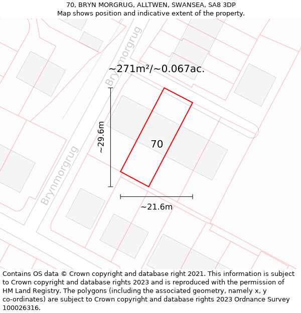 70, BRYN MORGRUG, ALLTWEN, SWANSEA, SA8 3DP: Plot and title map