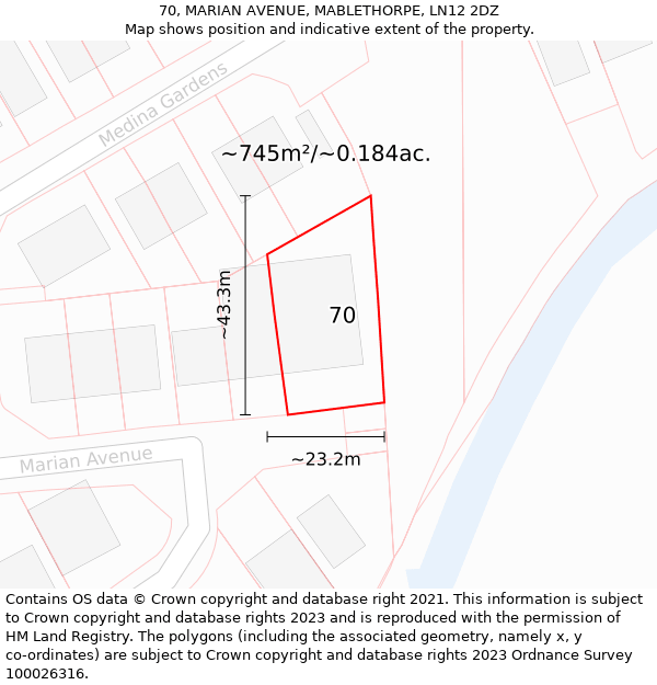 70, MARIAN AVENUE, MABLETHORPE, LN12 2DZ: Plot and title map