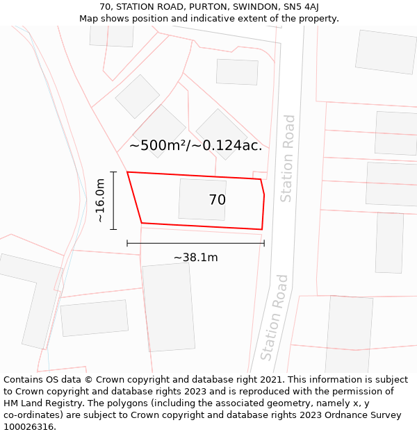 70, STATION ROAD, PURTON, SWINDON, SN5 4AJ: Plot and title map