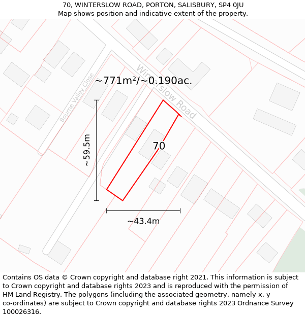 70, WINTERSLOW ROAD, PORTON, SALISBURY, SP4 0JU: Plot and title map