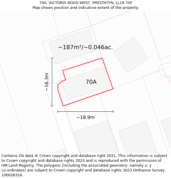 70A, VICTORIA ROAD WEST, PRESTATYN, LL19 7AF: Plot and title map